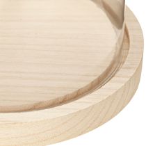 Artikel Glasglocke mit Holztablett Ø17cm H24cm aus Klarglas und Naturholz