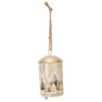 Artikel Metallglocke mit Winterdorf-Motiv, 20 cm, Weiß-Gold