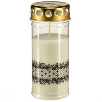 Artikel Grabkerze Bordüre Weiß Gold Schwarz Ø7cm H18cm 77h