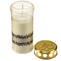 Artikel Grabkerze Bordüre Weiß Gold Schwarz Ø7cm H18cm 77h