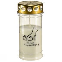 Artikel Grablicht Hund Grabkerze für Tiere Weiß Ø7cm H16,5cm