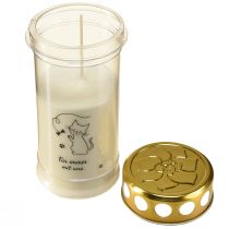 Artikel Grablicht Katze Grabkerzen für Tiere Weiß Gold Ø7cm H16,5cm