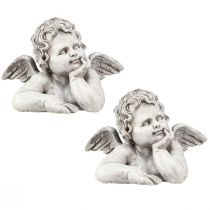 Artikel Engelbüste aus Polyresin, 16×10×11,5 cm, Set aus 2 Stück, cremefarben