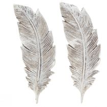 Artikel Grabschmuck Feder Polyresin Grau Weiß 15,5cm 4 Stück
