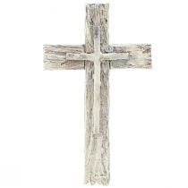 Artikel Grabschmuck Kreuz rustikal Grau Weiß Polyresin 12×7cm 6St