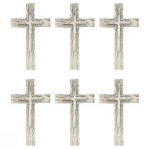 Artikel Grabkreuz rustikal Polyresin Grau-Weiß 12×7cm