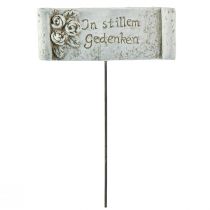Artikel Grabstecker Schriftrolle „In stillem Gedenken“, Kunststein, 11,5x4 cm, Grau, 6 Stück