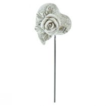 Artikel Herz Gedenkstecker Rose Steinguss 5,5 cm Grau 6 Stück