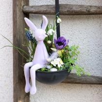 Artikel Hasen Kantenhocker Osterhasen beflockt Lila Flieder – 2. Wahl – 28cm 3 St