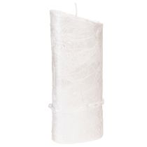 Artikel Hochzeitskerze Weiß Silber 210x85mm Oval Wachs Tischdekoration