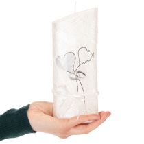 Artikel Hochzeitskerze Weiß Silber 210x85mm Oval Wachs Tischdekoration