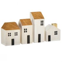 Artikel Holzhäuschen Deko Häuser Holz Weiß Braun 4,5-8cm 4 St