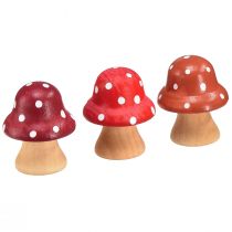 Artikel Holzpilze Deko Pilze Holz Mini Fliegenpilze Rot Orange 4cm 12 St