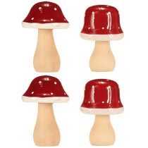 Artikel Holzfliegenpilze als Dekoration aus FSC-Holz, H 6,5/7 cm, rotbraun