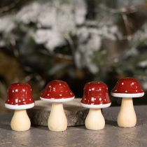 Artikel Holzfliegenpilze als Dekoration aus FSC-Holz, H 6,5/7 cm, rotbraun
