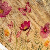 Artikel Holzteller Ø15 cm mit Blumen- und Schmetterlingsmotiv in Pink, 3 Stück