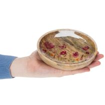 Artikel Holzteller Blumen Schmetterling Natur Pink Ø15cm 3St