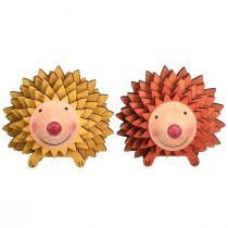 Artikel Igel Dekofigur aus Holz 8×7×6cm Orange Gelb 4er-Set Herbst