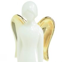 Artikel Keramik-Engelfiguren Weiß mit Goldflügeln 6x5x15cm 2er-Set