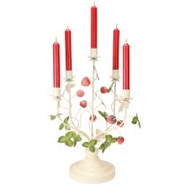 Artikel Kerzenleuchter 5-armig Creme Metall Erdbeer Deko H44cm