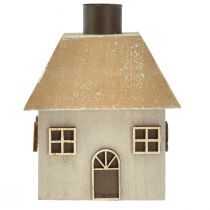 Artikel Kerzenhalter Holzhaus Beige-Grau 9×9×11cm 2er-Set