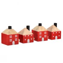 Artikel Kerzenhalter Holz Deko Holzhäuschen Rotweiß Girlande 23cm