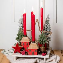 Artikel Kerzenhalter Weihnachten Haus Holz Rot 9×9×11cm 2 St