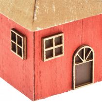 Artikel Kerzenhalter Holzhaus Rot 9×9×11cm Vintage-Design 2 Stück
