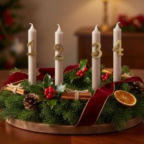 Artikel Kerzenpins Advent Zahlen 1 bis 4 Set 4 cm Gold Metall