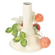 Artikel Kerzenständer Metall mit Erdbeer-Dekor in Creme, H13 cm