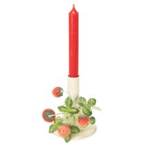 Artikel Kerzenständer Metall mit Erdbeer-Dekor in Creme, H13 cm
