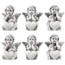 Artikel Kleiner Engel mit Herz Grabschmuck Figur Grau H5,5cm 6 St