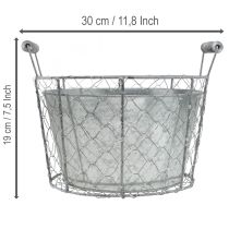 Artikel Drahtkorb Metall mit Einsatz Ø26cm Silber-Weiß für Pflanzen und Dekoration