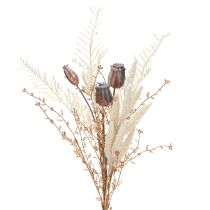Artikel Mohnkapseln Deko Trockenblumen künstlich Farn Creme 63cm