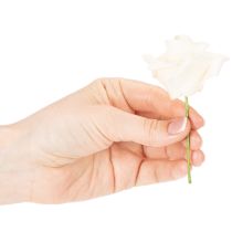 Artikel Künstliche Rose cremefarben 10 cm mit Drahtstiel 100 Stück