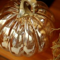 Artikel Kürbis Glas Dekoobjekt Ø14cm H18cm Orange mit Metallstil