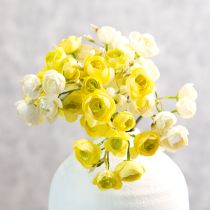 Artikel Kunstblume Ranunkelstrauß Gelb 32 cm aus Polyester für Wohnraumdekoration
