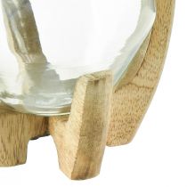 Artikel Laterne aus Mangoholz und Glas, natur, Ø14cm H26cm