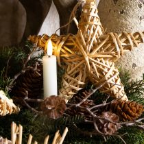 Artikel LED Stabkerze Creme Warmweiß Echtwachs H14,5cm 2 St