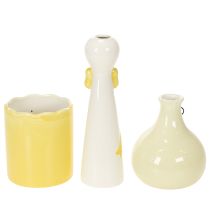 Artikel Keramik Dekofiguren Enten mit Brille 3er-Set 25 cm Gelb-Weiß für Innenbereich