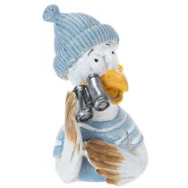 Artikel Maritime Dekofigur Möwe aus Polyresin Blau Weiß Silber H11 cm