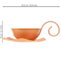Artikel Metall Deko-Tasse mit Unterteller Orange Ø11,5cm H6cm 2 Stk