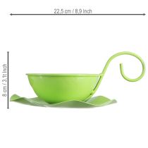 Artikel Metall-Deko-Tasse mit Unterteller Hellgrün 8 cm hoch Ø 11,5 cm 2er-Set