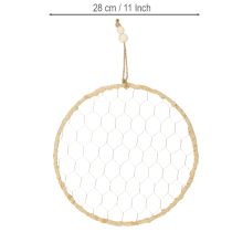 Artikel Metall-Dekoring Silber Ø28cm mit Natur-Raffia 4er Set