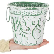 Artikel Metall-Pflanztöpfe mit Henkeln, 3er-Set, Weiß-Grün, Ø25,5/20,5/15,5 cm, H20,5/18,5/16 cm