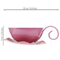Artikel Metalltasse mit Unterteller Ø16cm H9cm Rosa Dekoschale Innenbereich 2er-Set