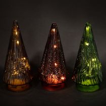 Artikel Mini Glas Weihnachtsbaum LED 3St