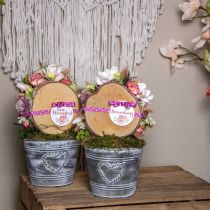 Blumentopf Shabby Chic Übertopf Metall Herz Ø17cm H13,5cm