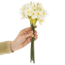 Artikel Narzissenzweig künstlich 33 cm Weiß-Gelb 6er-Set für Wohn- und Tischdekoration
