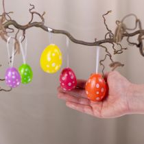 Artikel Ostereier Hängedekoration Kunststoff 6 cm Bunt Weiß Gepunktet 12 Stück